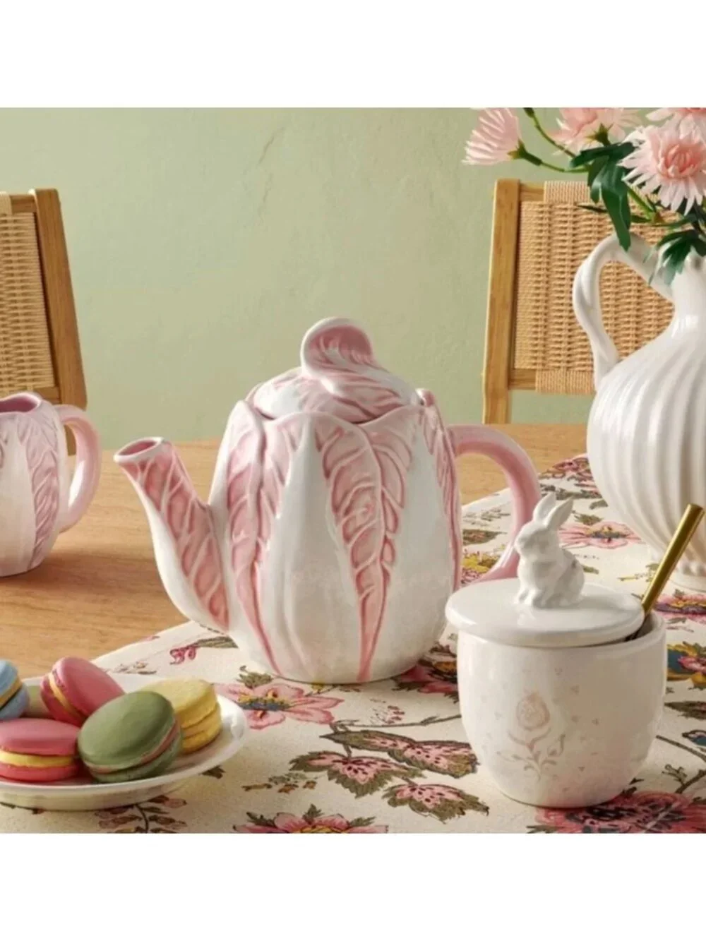 Target Easter Stoneware Aralia Sugar Jar White Pink Threshold™ Tabletop Decor